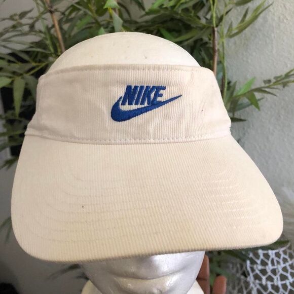 Nike Accessories - Vintage Nike creamish white blue visor hat cap